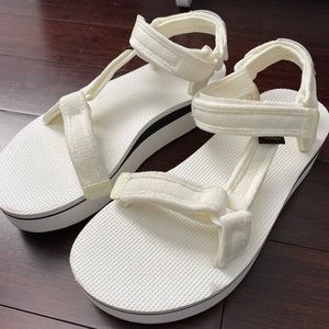 White Platform Teva Sandals
